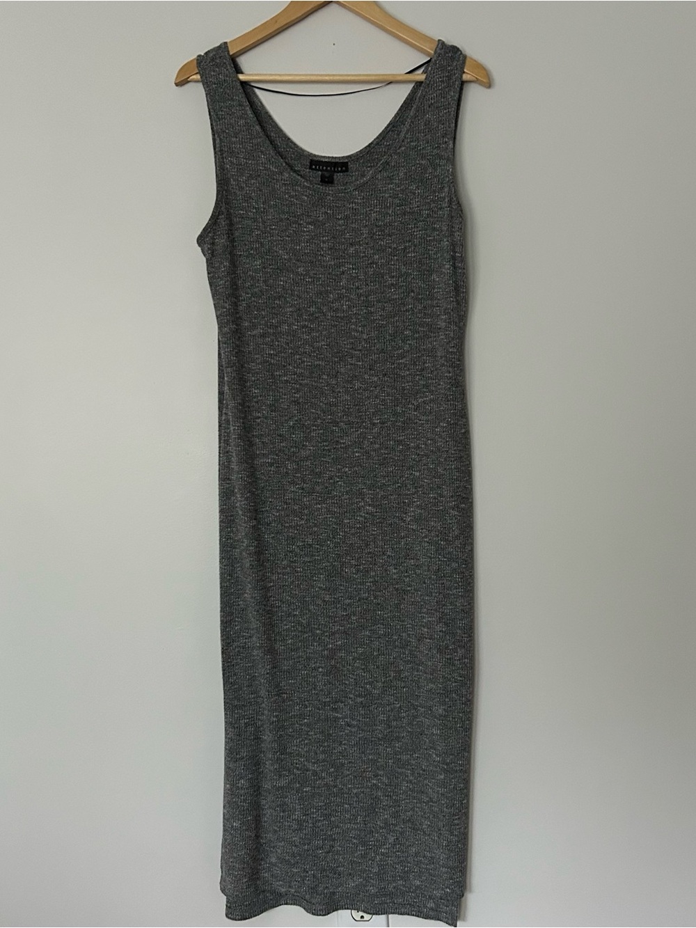 attention Gray Sleeveless Ribbed Maxi Dress